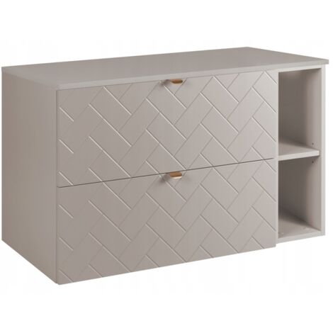 Meuble sous lavabo 100 cm - Beige Mat - Armoires de Salle de Bains - Meubles de Salle de Bains - Vasque Sous-meuble - Plan de Travail - Beige Bibliothèque