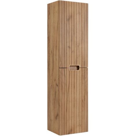 Armoire de salle de bain suspendue - 136 cm - Marron - MDF - avec portes - Étroite - Moderne - avec Softclose