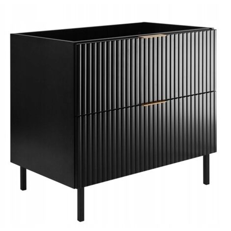 Meuble sous-vasque - 80cm Noir mat - L/HP 80/77/46cm Meubles de salle de bains, panneau MDF (1/5)