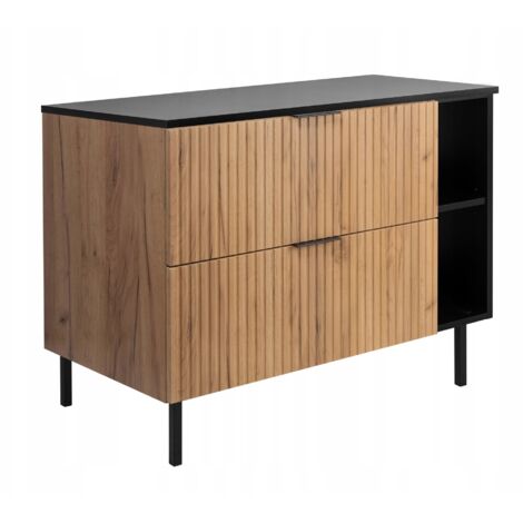 Meuble sous-vasque avec pieds - 100/73,6/46 L/H/P - Marron Mat, Chêne - Meubles de salle de bains, Lavabo, Armoire de salle de bains Etagère, Plan de travail - Noir