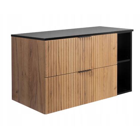 Meuble sous-vasque - 100/57/46 cm L/H/P - Marron Mat - Meubles de salle de bains, lavabo, armoire de salle de bains Etagère, plan de travail - Noir