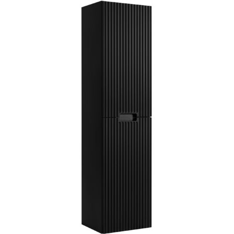 Armoire de salle de bain suspendue - 136 cm - Noir - MDF - avec portes - Etroit - Moderne - avec Softclose (1/5)
