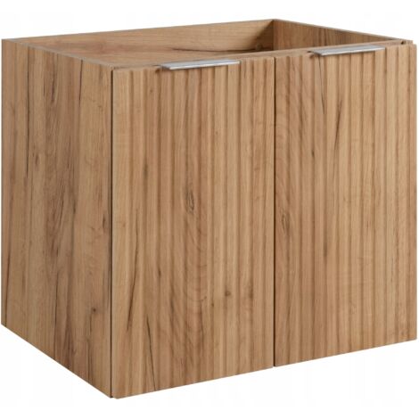 Armoires de salle de bain 60cm Marron Mat - Bois L/H/P 60/57/46 cm Portes cannelées - Sans plateau - 2 étagères - Meubles de salle de bain - Armoire de salle de bain (1/5)