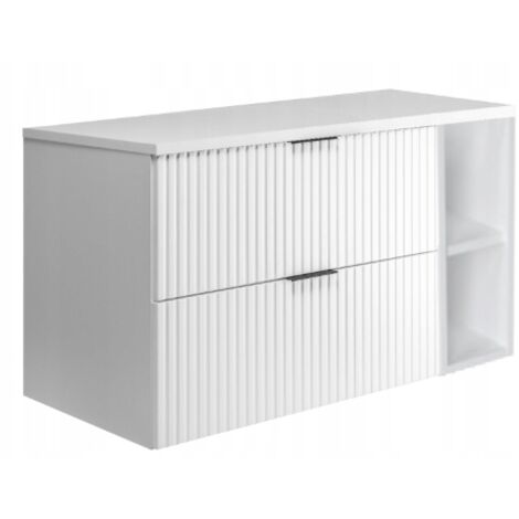 Meuble sous-vasque - 100/57/46 cm L/H/P - Blanc Mat - Meubles de salle de bains, lavabo, armoires de salle de bains  Etagère, plan de travail