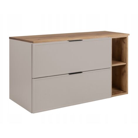 Armoire de salle de bain - SLIM - 80,6 cm - Cachemire - 3 couleurs de poignées incluses GRATUITEMENT - avec plateau et étagère marron - Suspendu (1/5)
