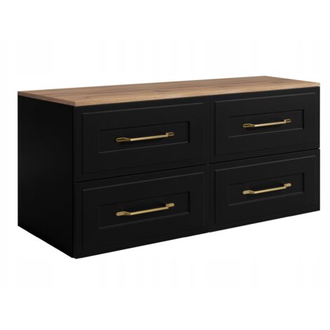 Armoire de salle de bain suspendue - 120 cm - noir, marron - MDF - avec 4 tiroirs - Moderne (1/5)
