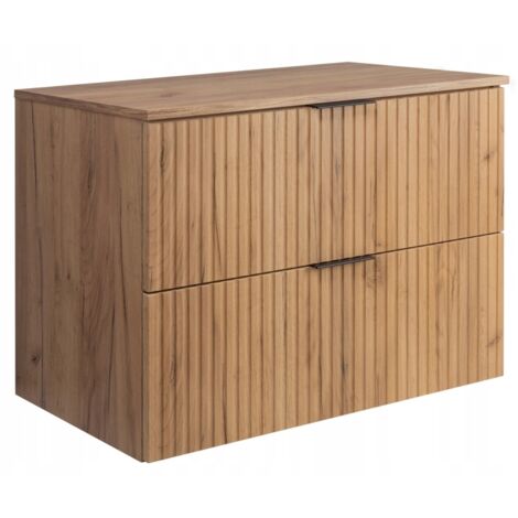 Meuble sous-vasque - 80cm Brun mat - Chêne L/H/P 80/57/46cm 2 tiroirs Softclose Armoires de salle de bains, meubles de salle de bains, meubles bas
