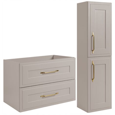Ensemble de meubles de salle de bains - 80 cm &amp 136 cm - Cachemire mat - Design élégant - Matériaux de haute qualité - Armoire de salle de bains - CLASSIC