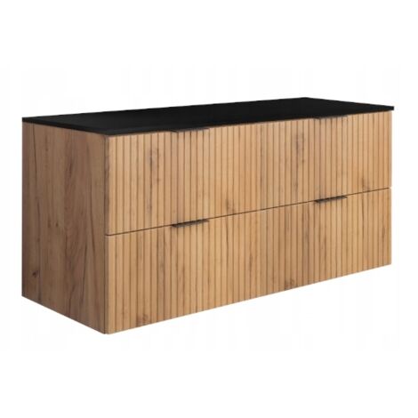 Meuble sous lavabo - 120cm Brun mat - Chêne L/H/P 120/57/46cm 2 tiroirs Softclose Armoires de salle de bains, meubles de salle de bains, meubles bas
