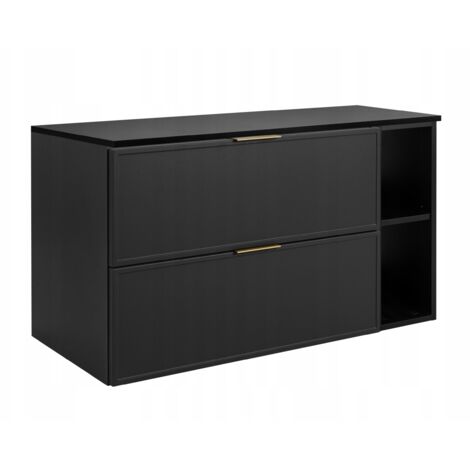 Armoire de salle de bain - SLIM - 80,6 cm - Gris foncé - 3 couleurs de poignées incluses GRATUITEMENT - avec plateau et étagère gris foncé - Suspendue (1/5)