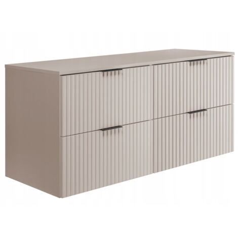 Meuble sous-lavabo - 120cm  Beige mat - tons cachemire  L/H/P 120/57/46cm  Plateau beige, meuble de salle de bains, meuble sous-lavabo