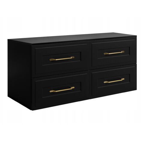 Armoire de salle de bain suspendue - 120 cm - noir - MDF - avec 4 tiroirs - Moderne (1/5)
