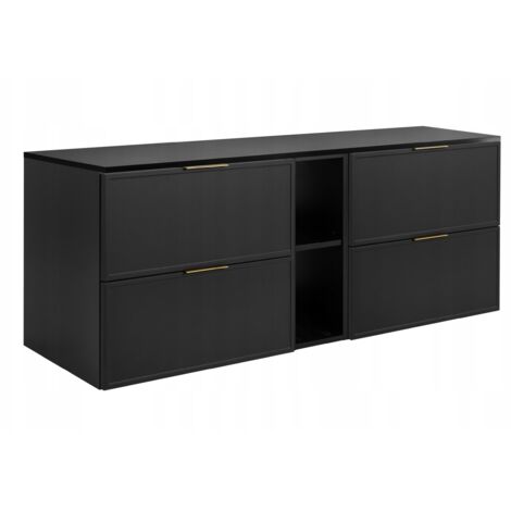 Armoire de salle de bain - SLIM - 140,6 cm - Gris foncé - 3 couleurs de poignées incluses GRATUITEMENT - avec plateau et étagère gris foncé - Suspendue (1/5)