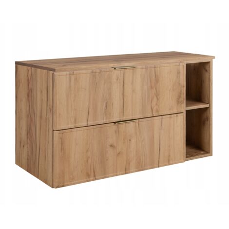 Armoire de salle de bain - SLIM - 80,6 cm - Marron - 3 couleurs de poignées incluses GRATUITEMENT - avec plateau et étagère marron - Suspendue (1/5)
