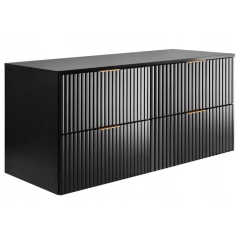 Meuble sous-lavabo 120cm  Noir mat  L/H/P 120/57/46cm  Plateau  Armoires de salle de bains, meubles de salle de bains, meubles sous-lavabo