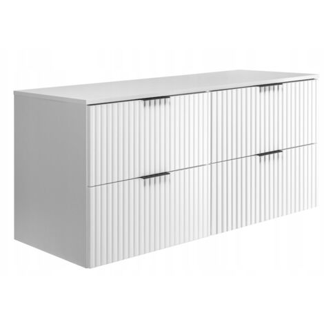 Meuble sous-lavabo 120cm  Blanc mat  L/H/P 120/57/46cm  Plateau blanc  Armoires de salle de bains, meubles de salle de bains, meubles sous-lavabo