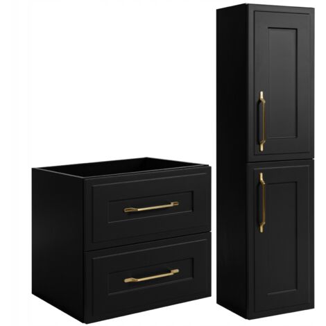 Ensemble de meubles de salle de bains - 60 cm & 136 cm - Noir Mat - Qualité supérieure - Ensemble de meubles de salle de bains élégant - Armoire de salle de bains - CLASSIC (1/5)