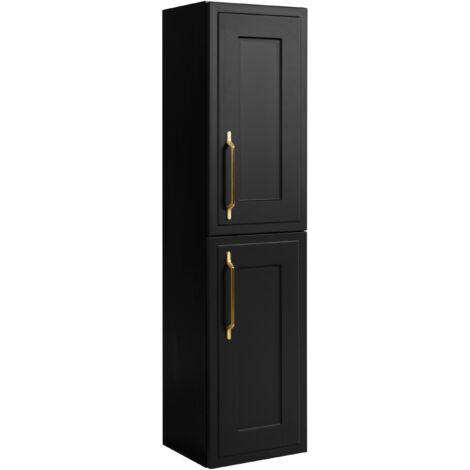 Armoire haute - 136 cm - Noir mat - Design élégant pour salle de bains - Armoire de salle de bains élégante - Armoire dans la salle de bains - CLASSIC