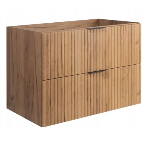 Meuble sous-vasque - 80cm  Brun mat - Chêne  L/H/P 80/57/46cm  2 tiroirs Softclose  Armoires de salle de bains, meubles de salle de bains, meubles bas