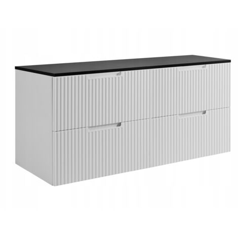 Meuble de Salle de Bain Vena - 120 cm - Blanc - Fronts Rainurés - Design Moderne et Pratique