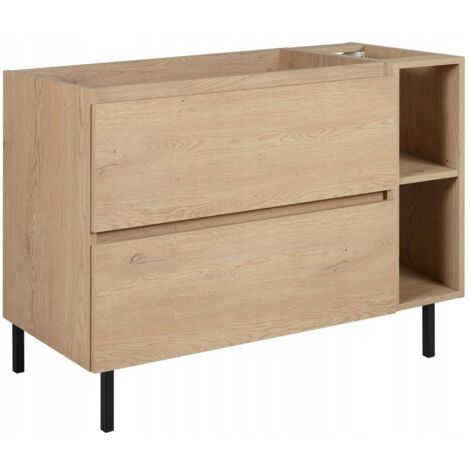 Meuble de Salle de Bain SIMPLE 80 cm - Chêne Clair - Design Minimaliste - Avec Étagère et Pieds Métalliques (1/5)