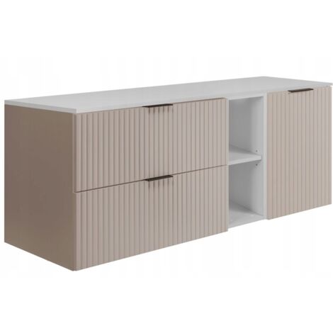 Meuble de Salle de Bain - 120 cm - Couleur Kashmir - Design Moderne - Avec Fronts Rainurés (1/5)