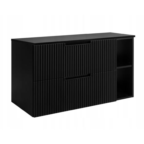 Meuble de Salle de Bain Vena - 80 cm - Noir - Design Élégant - Fronts Rainurés