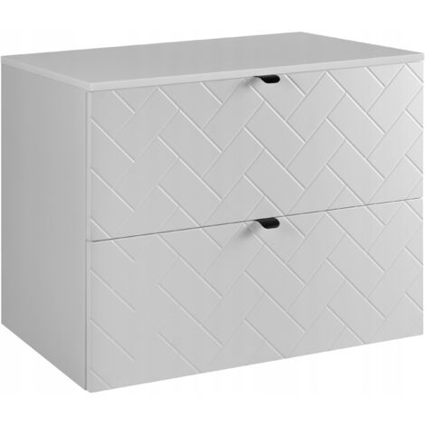 Meuble de Salle de Bain Suspendu - 80 cm - Blanc - Design Moderne - 2 Tiroirs Soft Close (1/5)