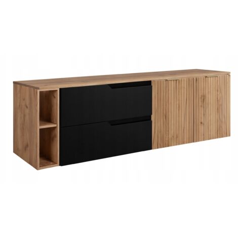 Meuble de Salle de Bain - 160 cm - Chêne Noir - Design Moderne - Fonctionnel et Élégant