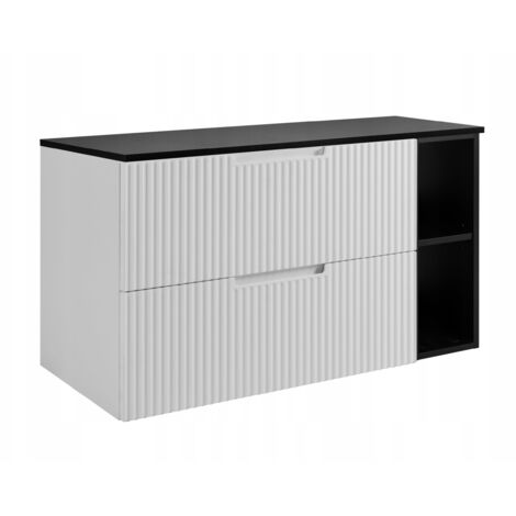 Meuble de Salle de Bain VENA - 100 cm - Blanc et Noir - Design Élégant - Soft Close