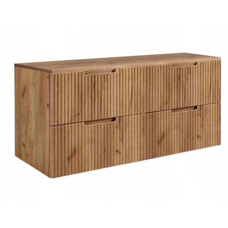 Meuble de Salle de Bain Vena - 160 cm - Chêne Craft - Fronts Rainurés - Soft Close