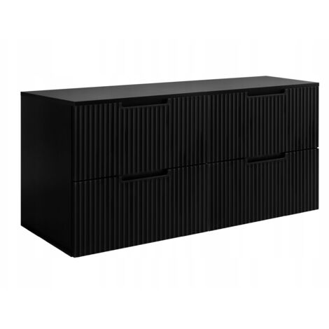 Meuble de Salle de Bain Vena - 160 cm - Noir - Design Épuré - Soft Close et Rangement Optimal