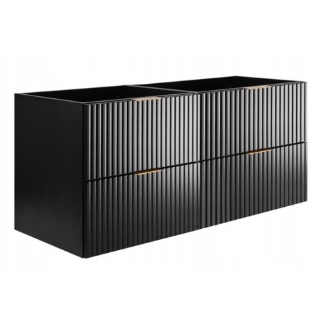 Meuble de salle de bain - 120 cm - Noir - Design moderne - Fronts rainurés élégants