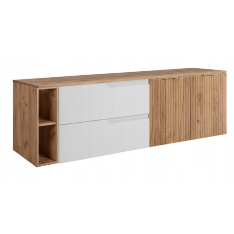 Meuble de Salle de Bain - 160 cm - Chêne Blanc - Design Moderne - Fonctionnel et Élégant