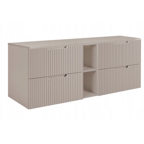 Meuble de salle de bain Vena - 140 cm - Couleur Kashmir - Design moderne - Fronts rainurés