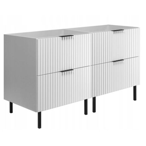 Meuble de Salle de Bain - 120 cm - Blanc - Fronts Rainurés - Design Moderne et Pratique (1/5)