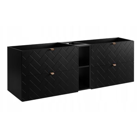 Meuble de Salle de Bain - 180 cm - Noir - Design Moderne - Espace de Rangement Pratique (1/5)