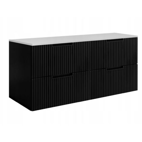 Meuble de Salle de Bain Vena - 120 cm - Noir - Design Élégant - Tiroirs Soft Close