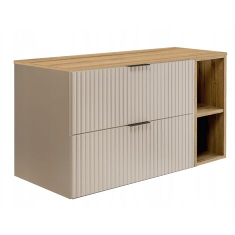 Meuble de salle de bain suspendu - 100 cm - Couleur Kashmir - Design moderne - Soft close