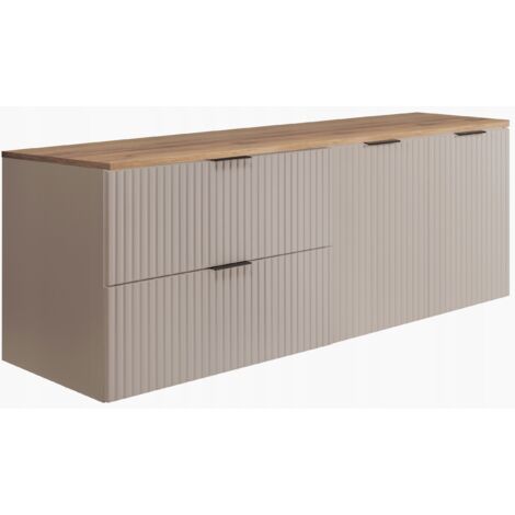 Meuble de Salle de Bain - 140 cm - Kashmir et Chêne - Design Moderne - Soft Close