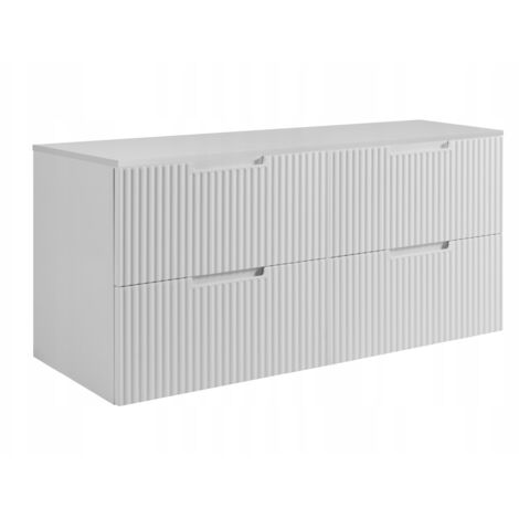 Meuble de Salle de Bain Vena - 160 cm - Blanc - Fronts Rainurés - Soft Close et Élégance
