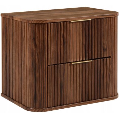Meuble de Salle de Bain - 60 cm - Chêne Noisette - Design Moderne - 2 Tiroirs Soft Close