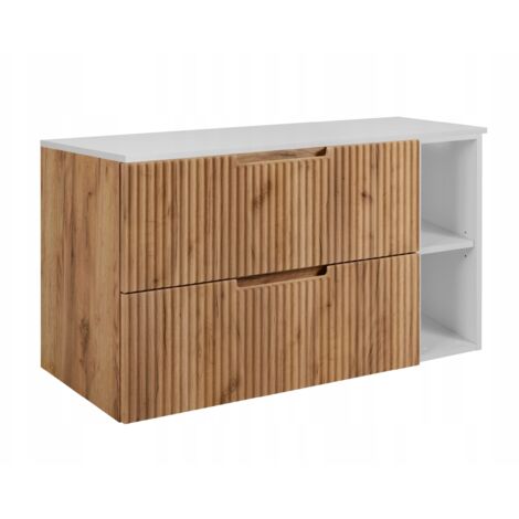 Meuble de salle de bain Vena - 100 cm - Chêne doré et blanc - Design moderne et pratique
