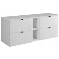 Meuble sous lavabo 140 cm - Blanc Mat - Armoires de Salle de Bains - Meubles de Salle de Bains - Vasque Sous-meuble - Plan de Travail - Bibliothèque Blanche