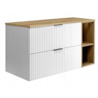 Meuble sous-vasque 100 cm - blanc mat - meubles de salle de bains, lavabo, armoire de salle de bains étagère, plan de travail - marron