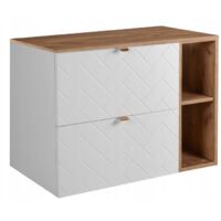 Meuble sous lavabo 80 cm - Blanc Mat - Armoires de Salle de Bains - Meubles de Salle de Bains - Vasque Sous-meuble - Plan de Travail - Bibliothèque Marron