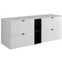 Meuble sous lavabo 140 cm - Blanc Mat - Armoires de Salle de Bains - Meubles de Salle de Bains - Vasque Sous-meuble - Plan de Travail - Bibliothèque Noire