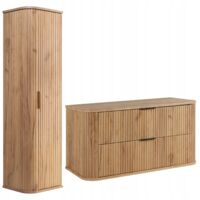 Ensemble de meubles de salle de bains - 100,4 cm - 2 pièces - Marron - Façades MDF de haute qualité - Meubles de salle de bains - Armoire haute - Meubles sous lavabo