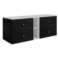 Meuble de Salle de Bain Gusto - 140 cm - Noir et Blanc - Design Élégant - Soft Close