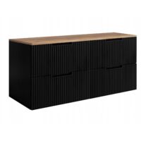 Meuble de salle de bain Vena - 120 cm - Noir - Fronts rainurés - Design moderne et fonctionnel